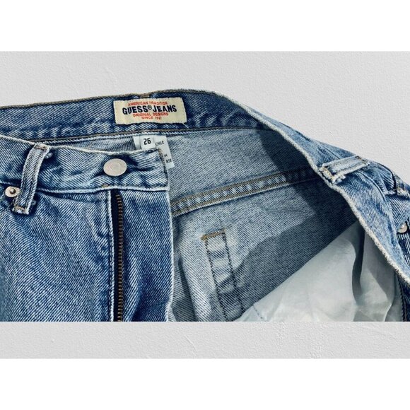 Vintage Guess Ladies Blue Denim High Waisted Jeans Size 26 Classic Fit Logo - Picture 5 of 10